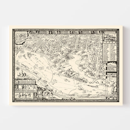 Vintage Map of Toluca Lake Lakeside Golf Club Wall Art
