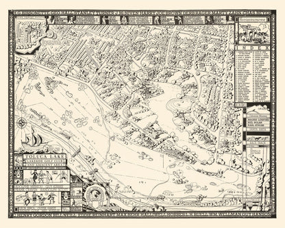 Vintage Map of Toluca Lake Lakeside Golf Club Wall Art