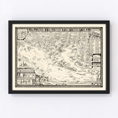 Vintage map of Toluca Lake Lakeside Golf Club wall art, restored Los Angeles cartography