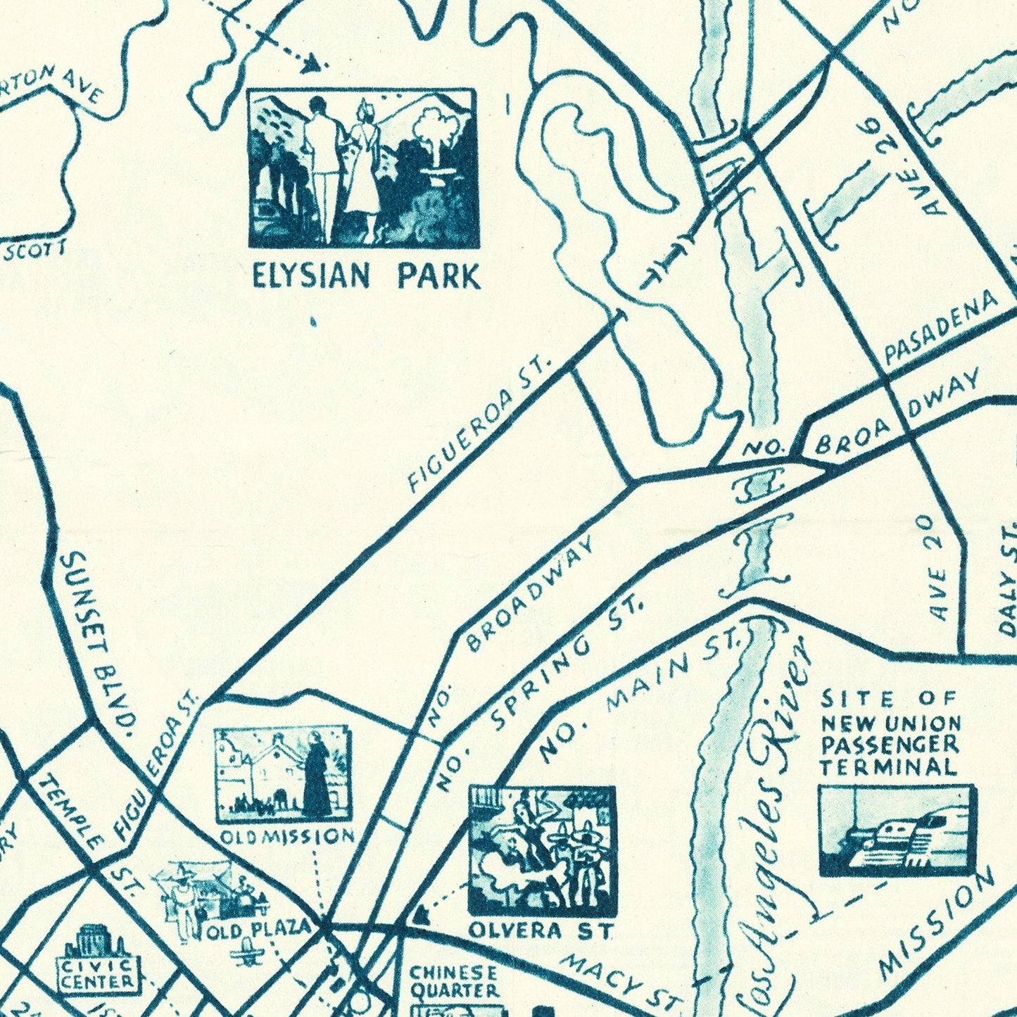 Vintage Map of Hollywood, Los Angeles County, California, 1937