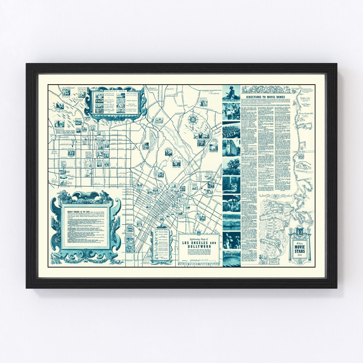 vintage map of Hollywood, California, 1937