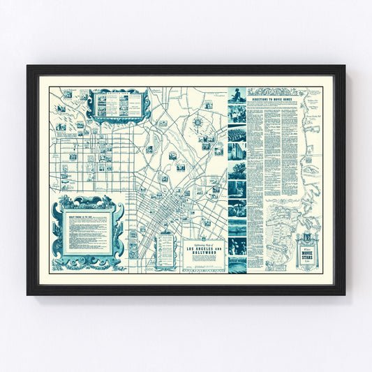 vintage map of Hollywood, California, 1937