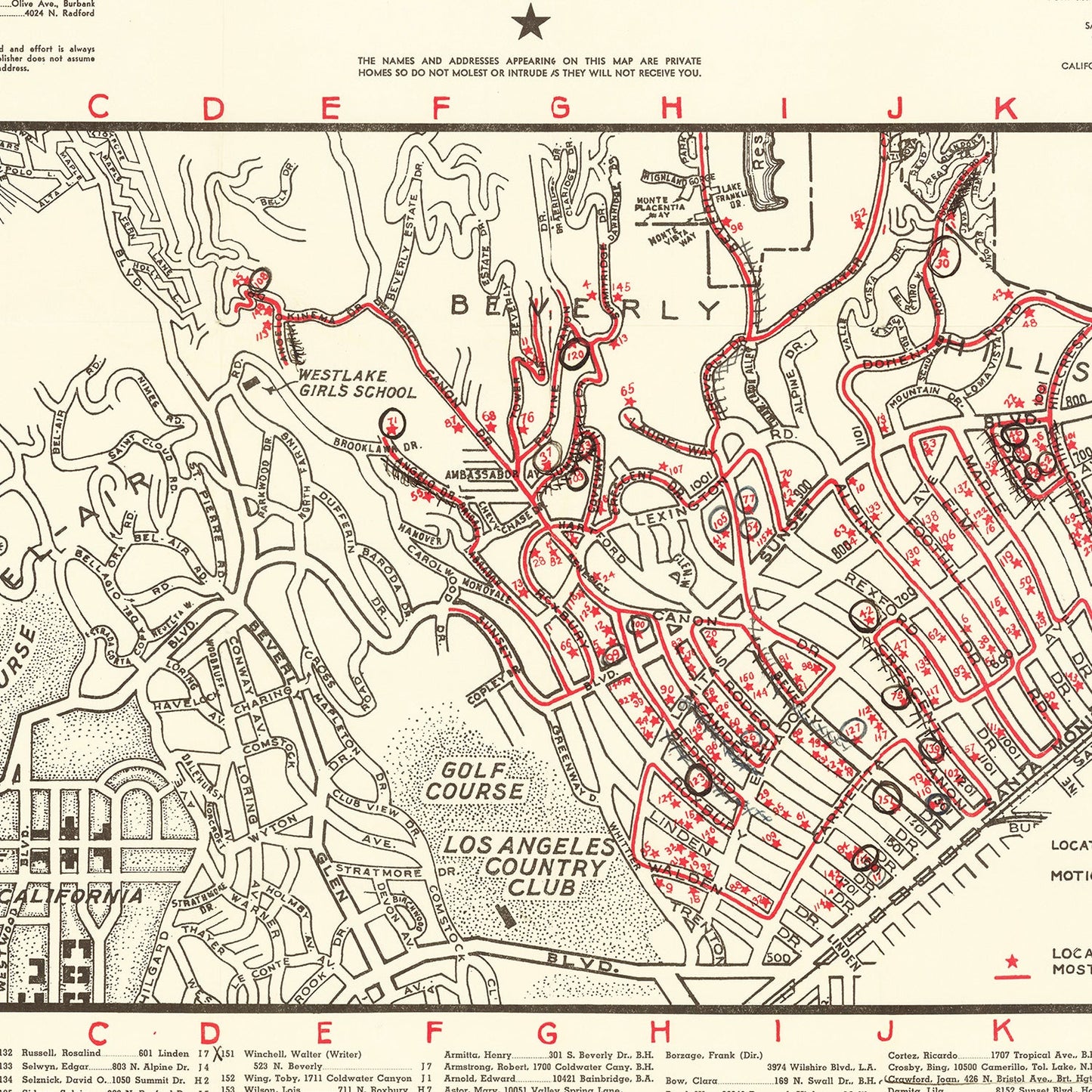 Vintage Map of Beverly Hills, California, 1938