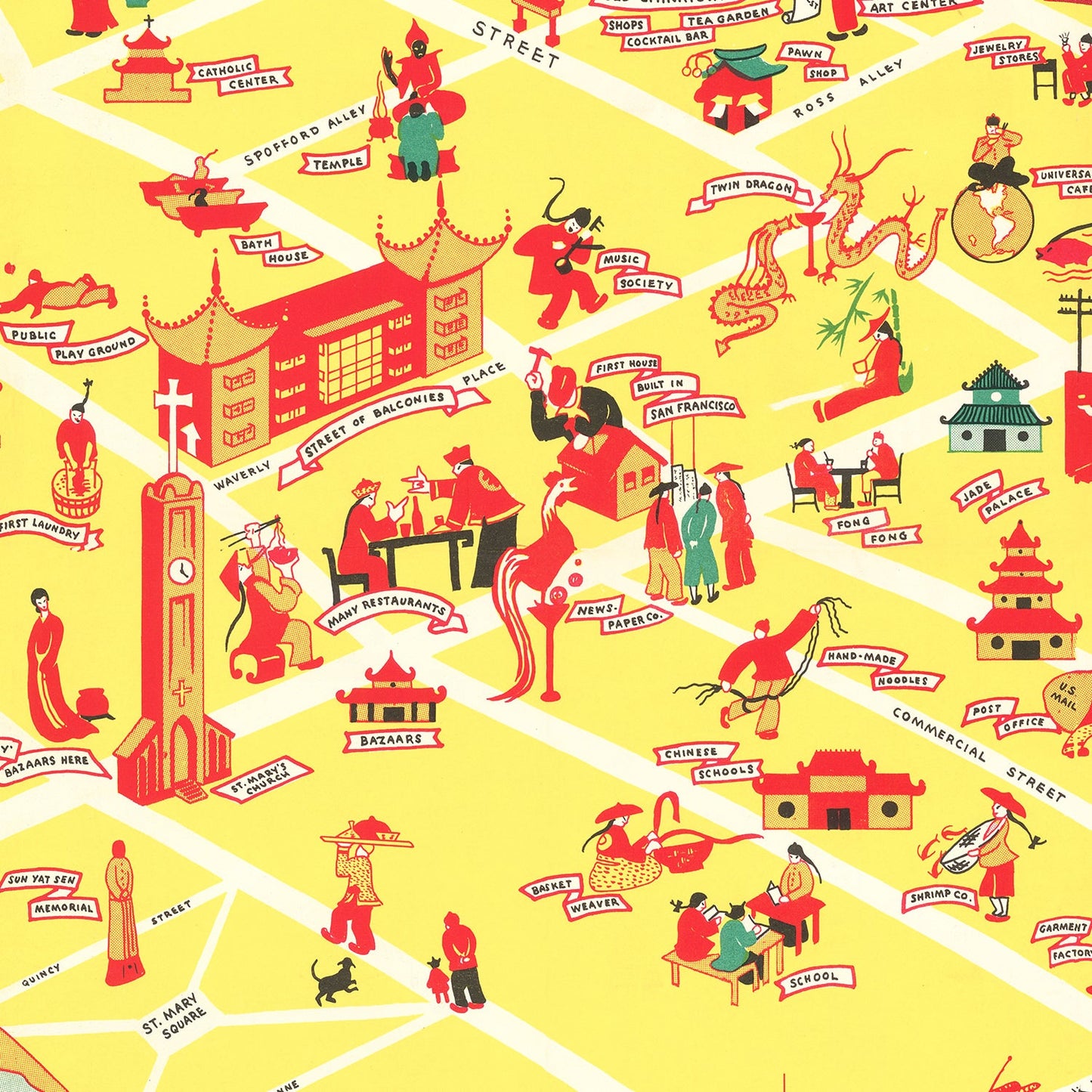 Vintage Map of Chinatown, San Francisco, 1939