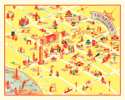 Vintage Map of Chinatown, San Francisco, 1939