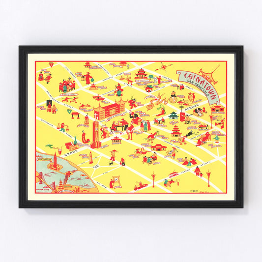Vintage map of Chinatown, San Francisco, California, 1939, digitally restored
