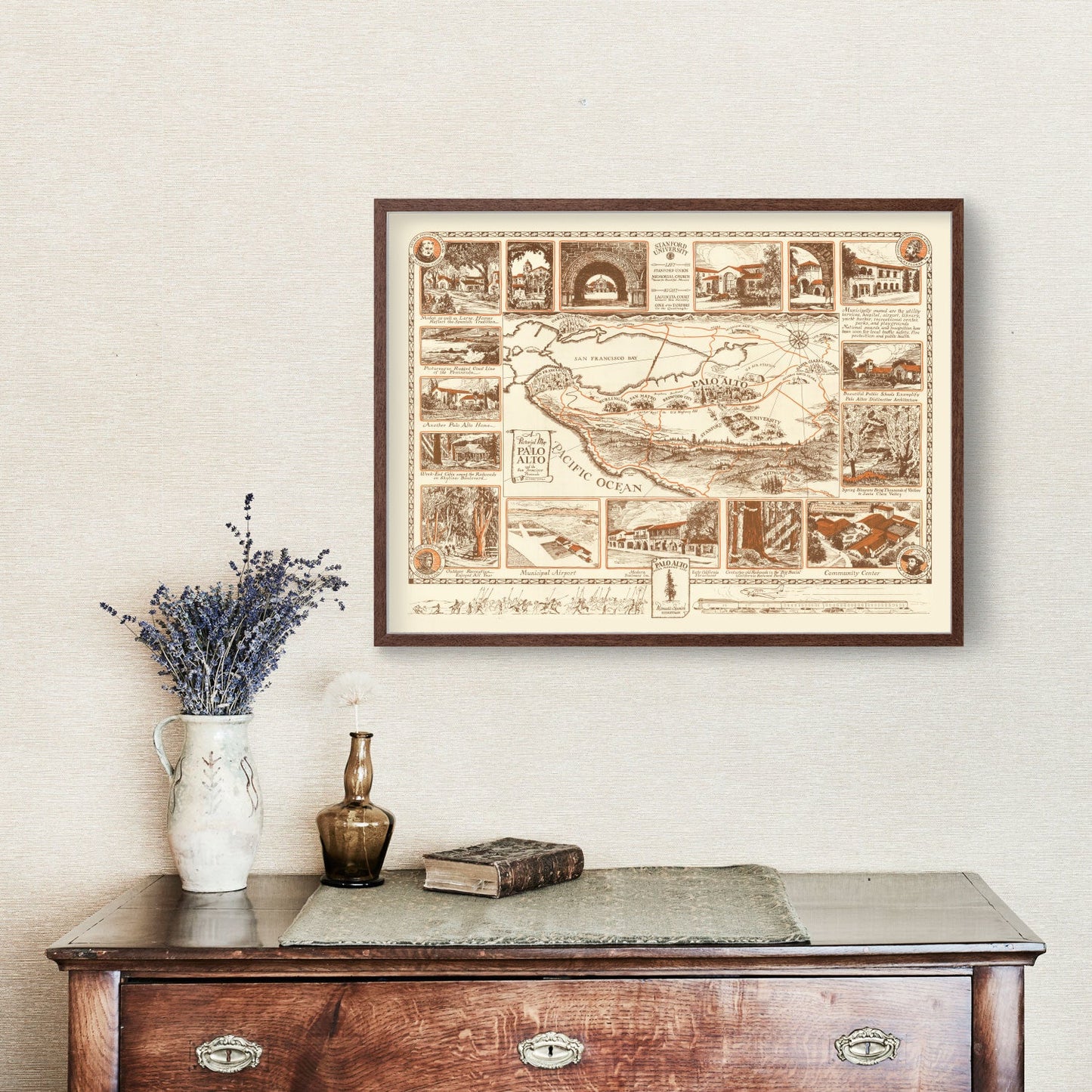 Vintage Map of Palo Alto, California, 1940