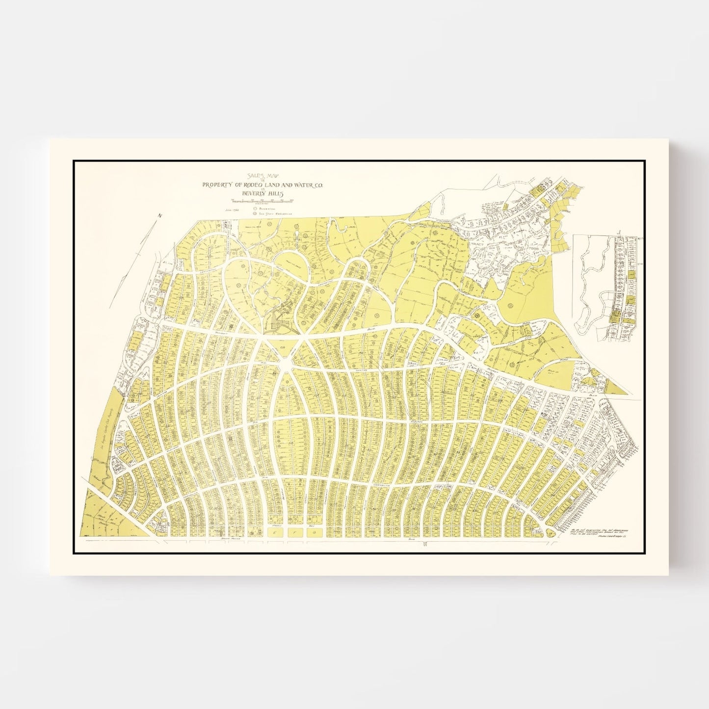 Vintage Map of Beverly Hills, California, 1940