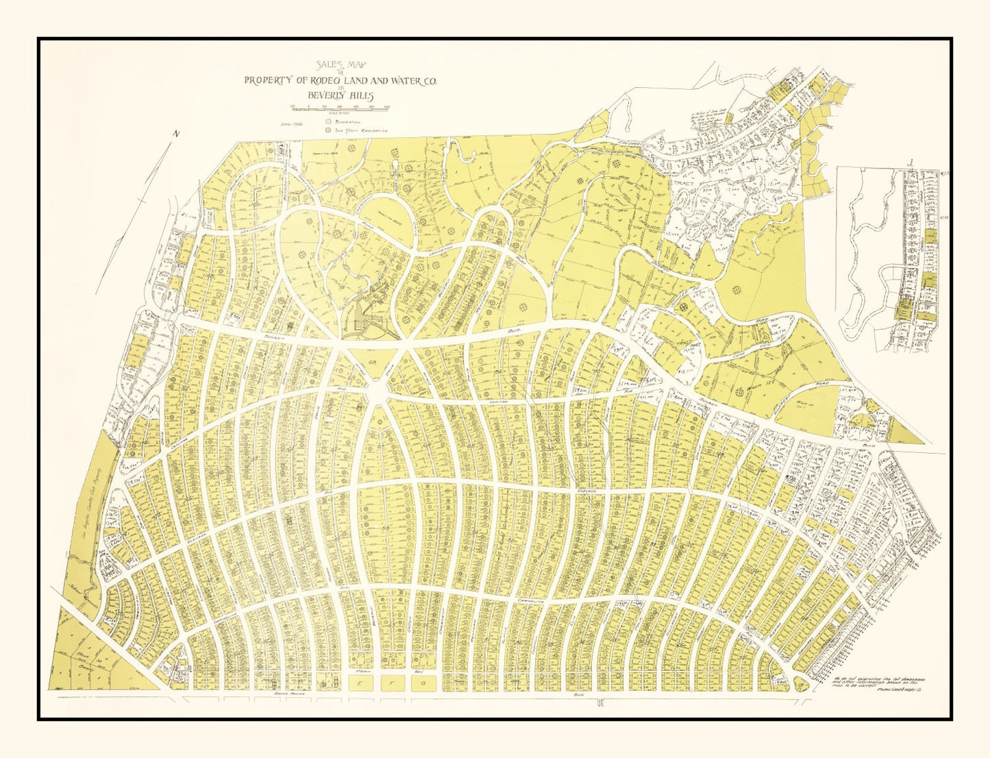 Vintage Map of Beverly Hills, California, 1940