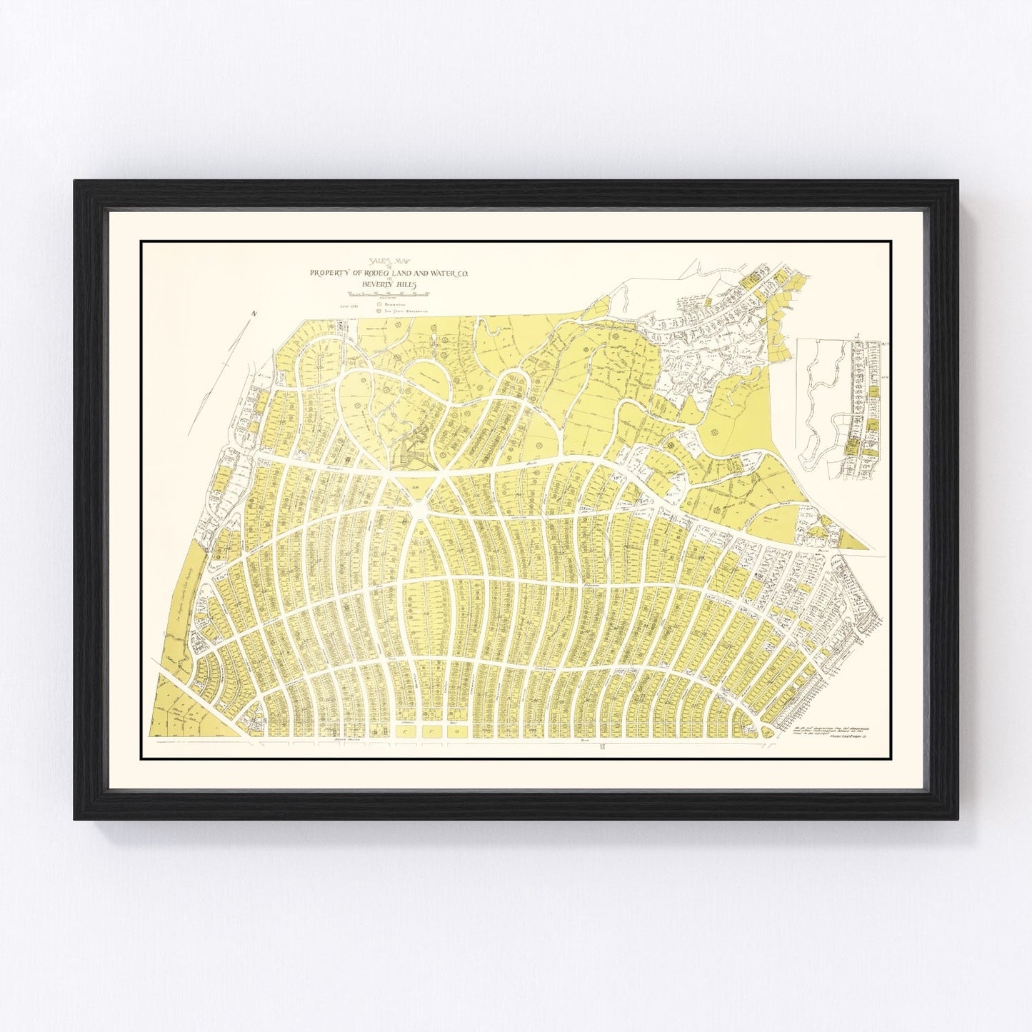 Vintage map of Beverly Hills, California, 1940