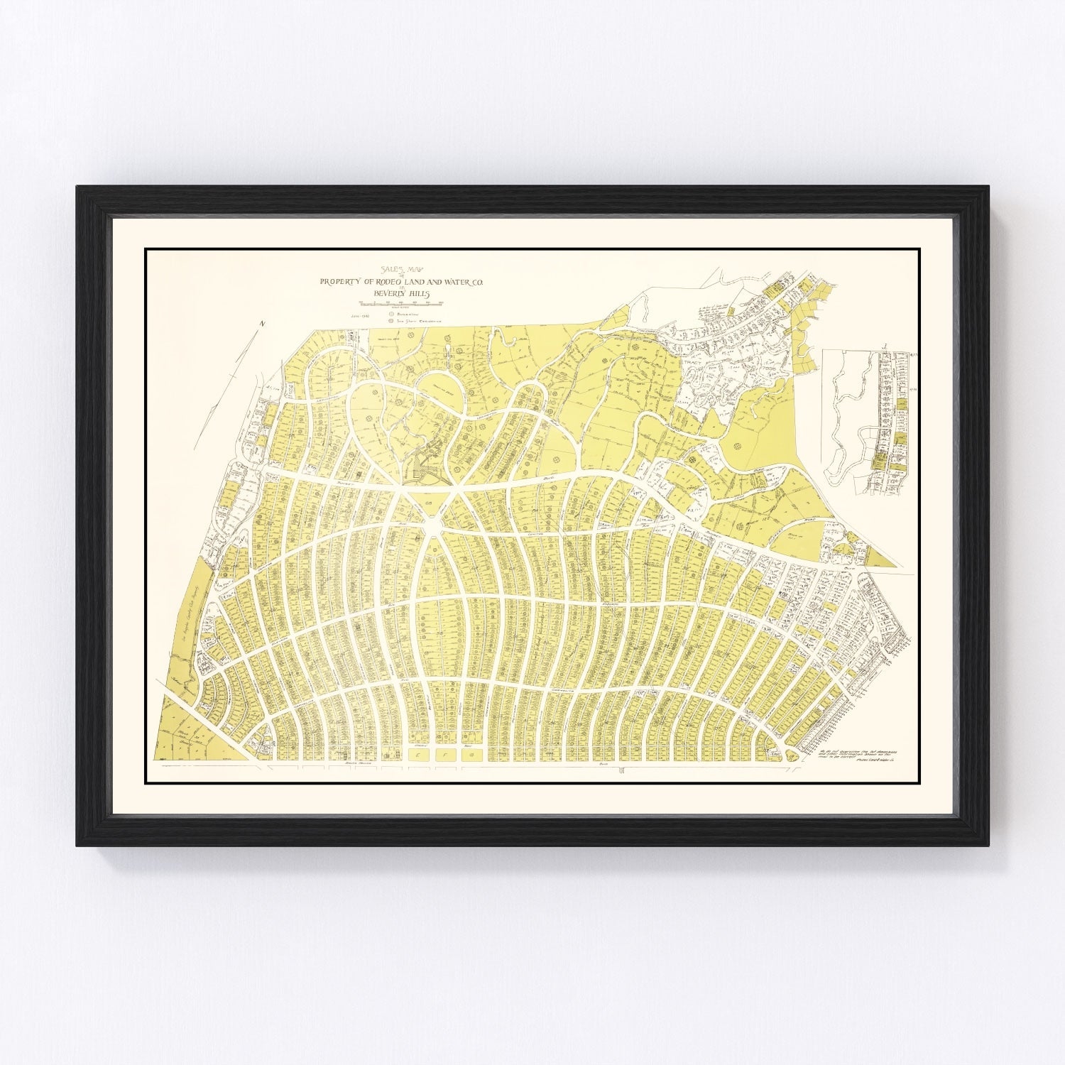 Vintage map of Beverly Hills, California, 1940