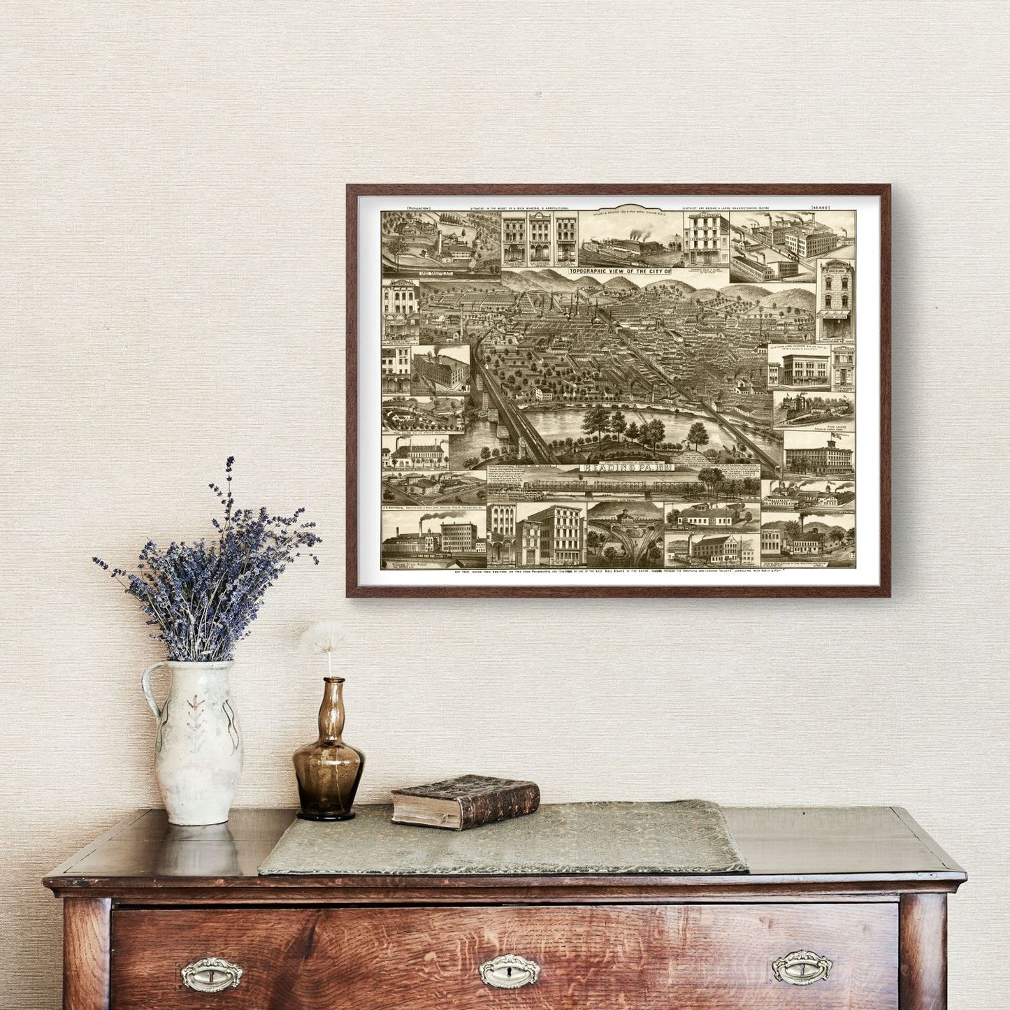 Vintage Map of Reading, Pennsylvania, 1881