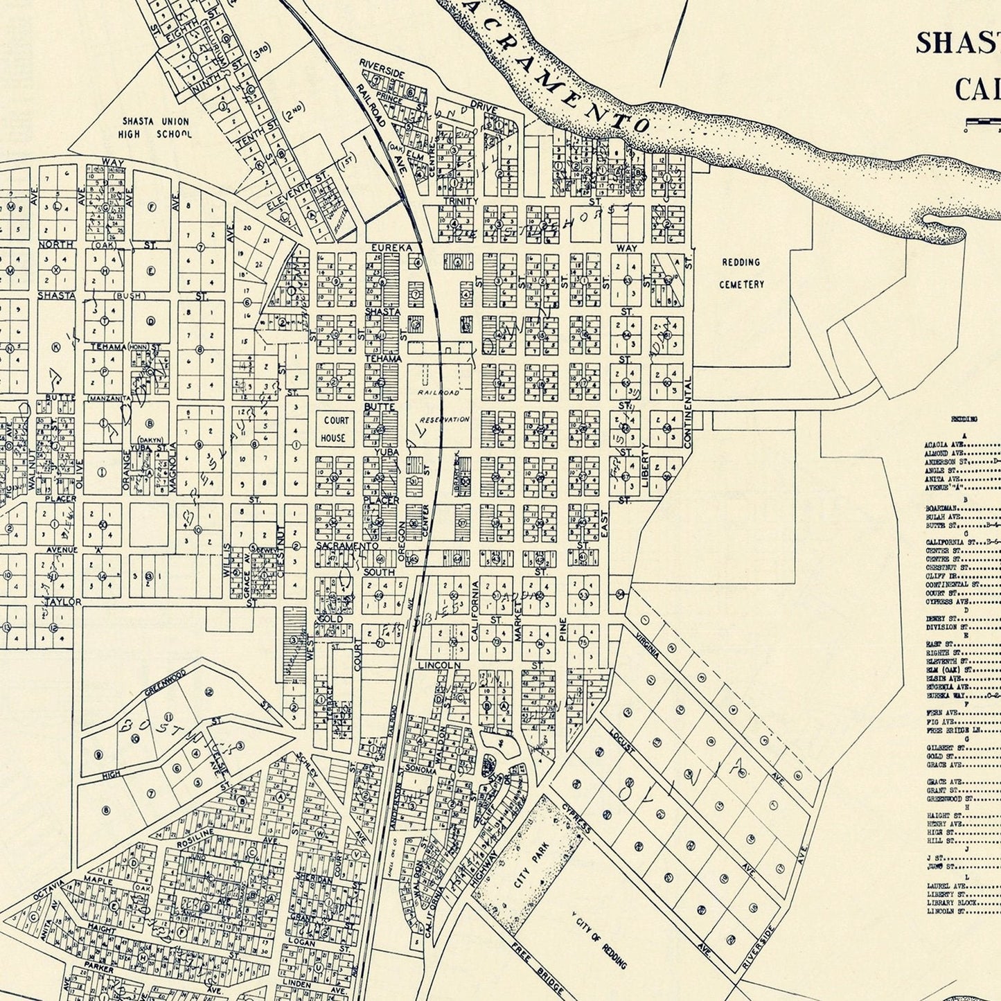 Vintage Map of Redding, California, 1920 II