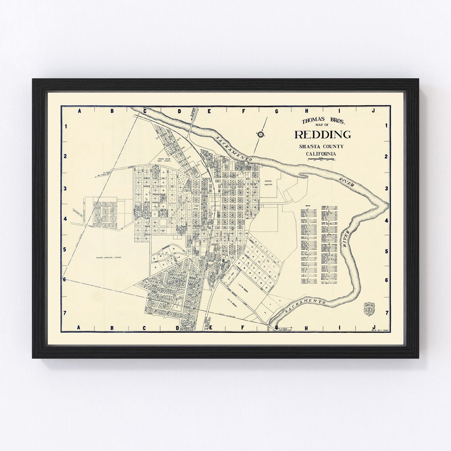 Vintage map of Redding, California, 1920