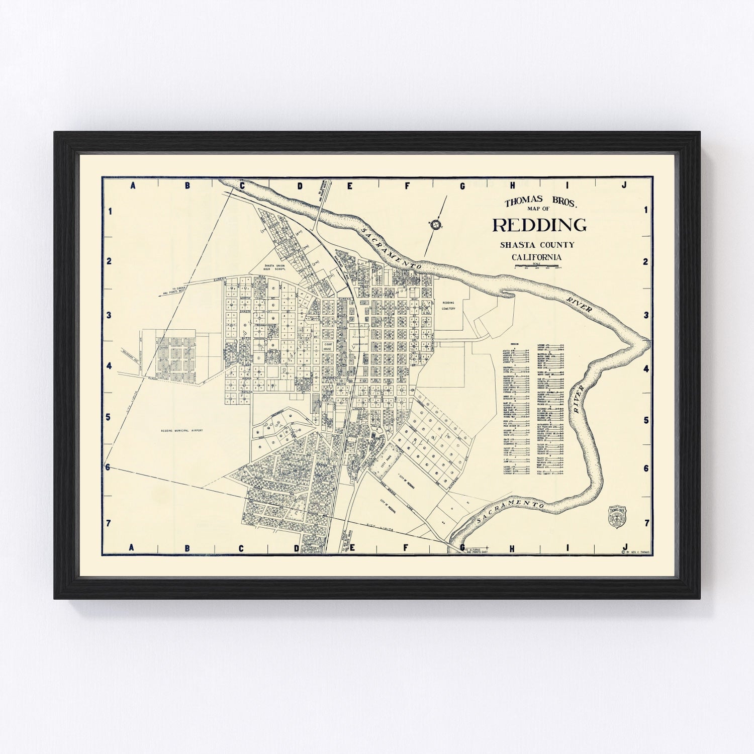 Vintage map of Redding, California, 1920