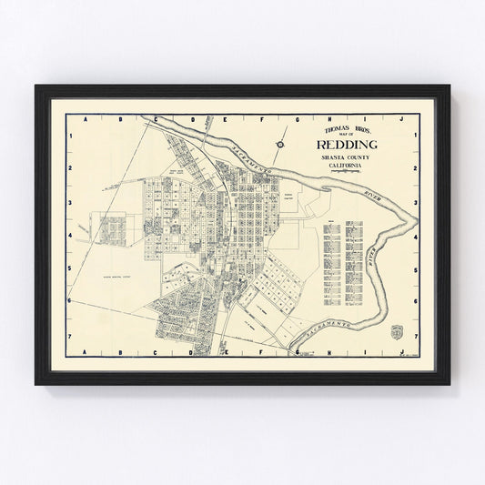 Vintage map of Redding, California, 1920