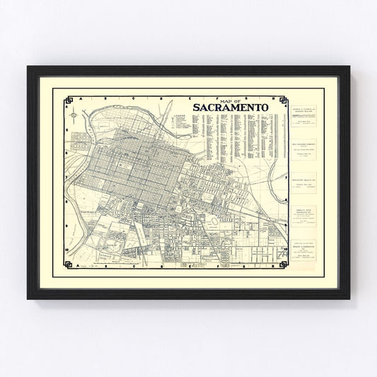vintage map of Sacramento, California, 1920