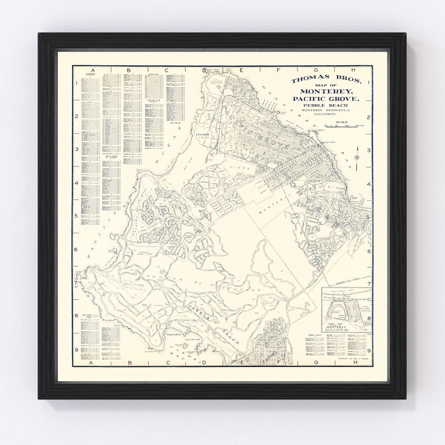 Vintage map of Monterey, California, 1920