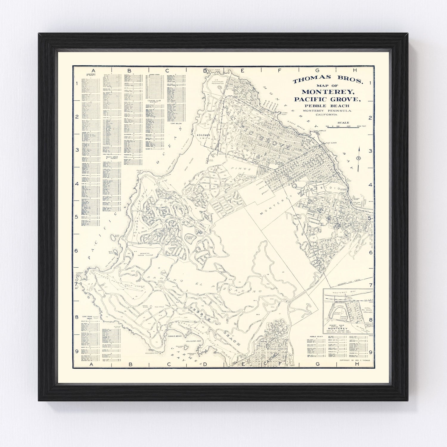 Vintage map of Monterey, California, 1920