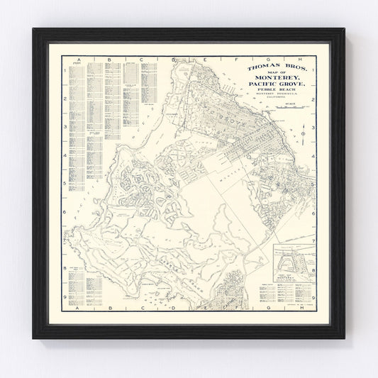 Vintage map of Monterey, California, 1920