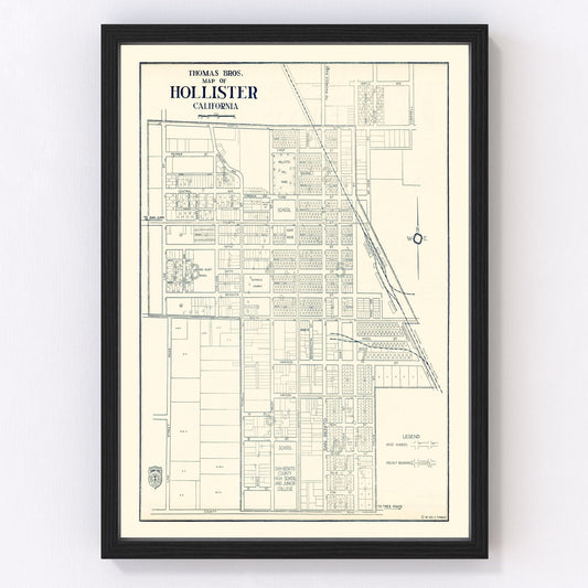 vintage map of Hollister, California, 1920