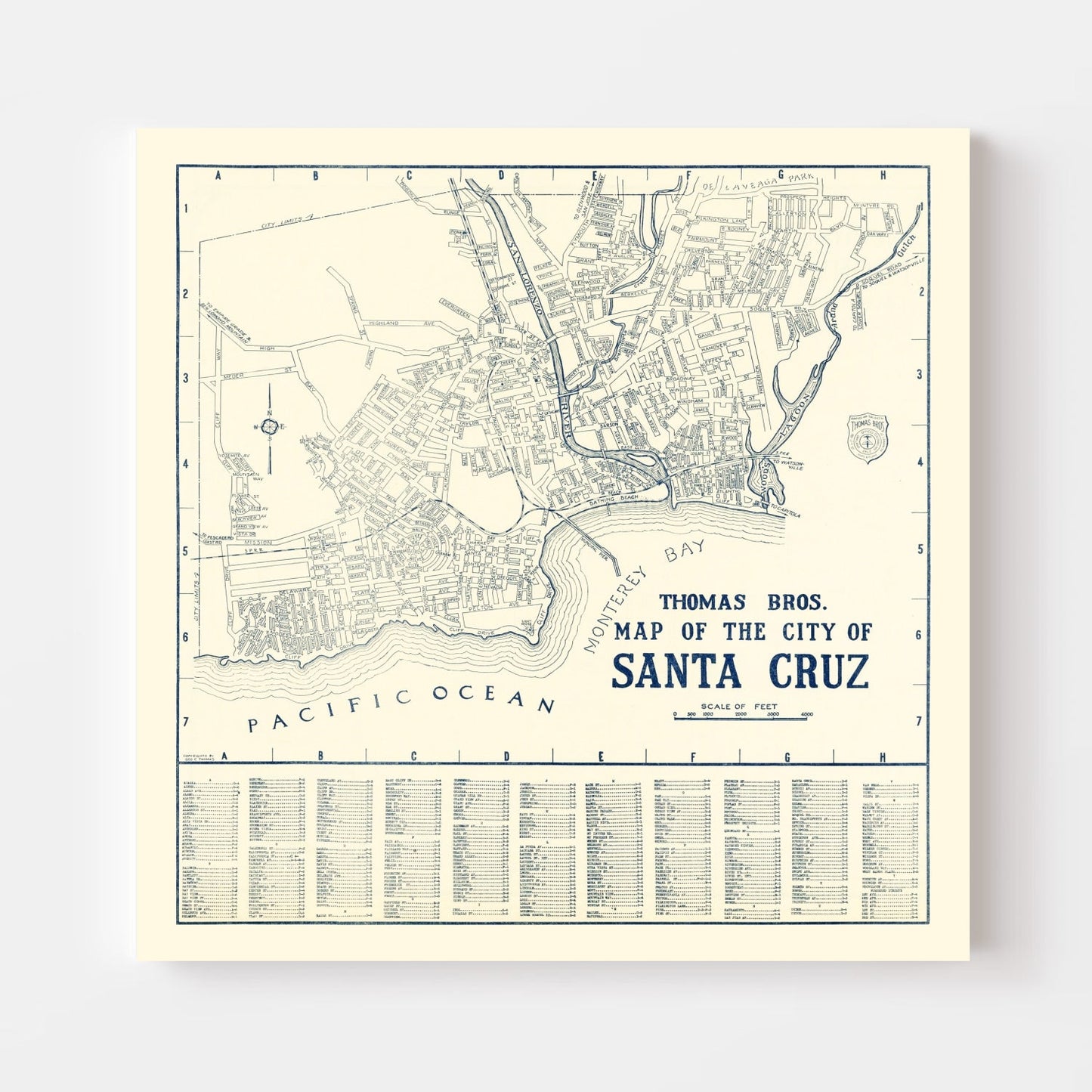 Vintage Map of Santa Cruz, California, 1920 (No. 2)