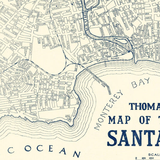 Vintage Map of Santa Cruz, California, 1920 (No. 2)