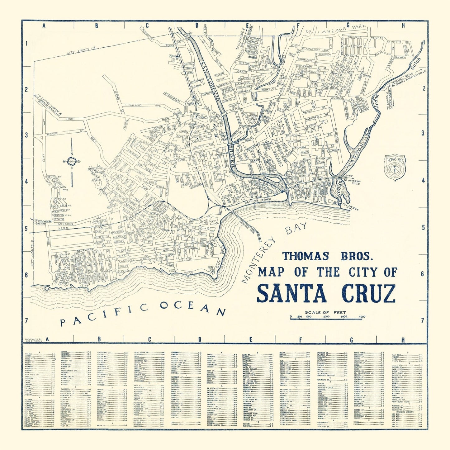Vintage Map of Santa Cruz, California, 1920 (No. 2)