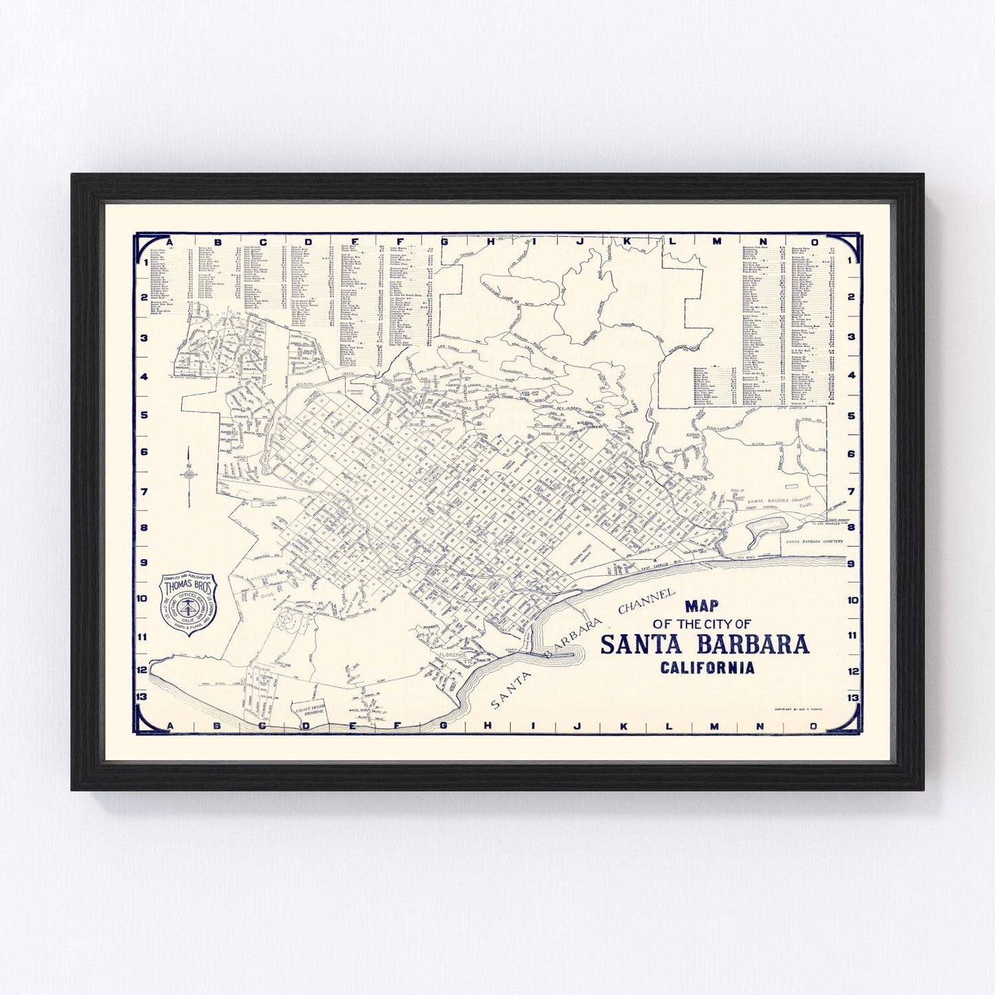 Vintage map of Santa Barbara, California, 1920