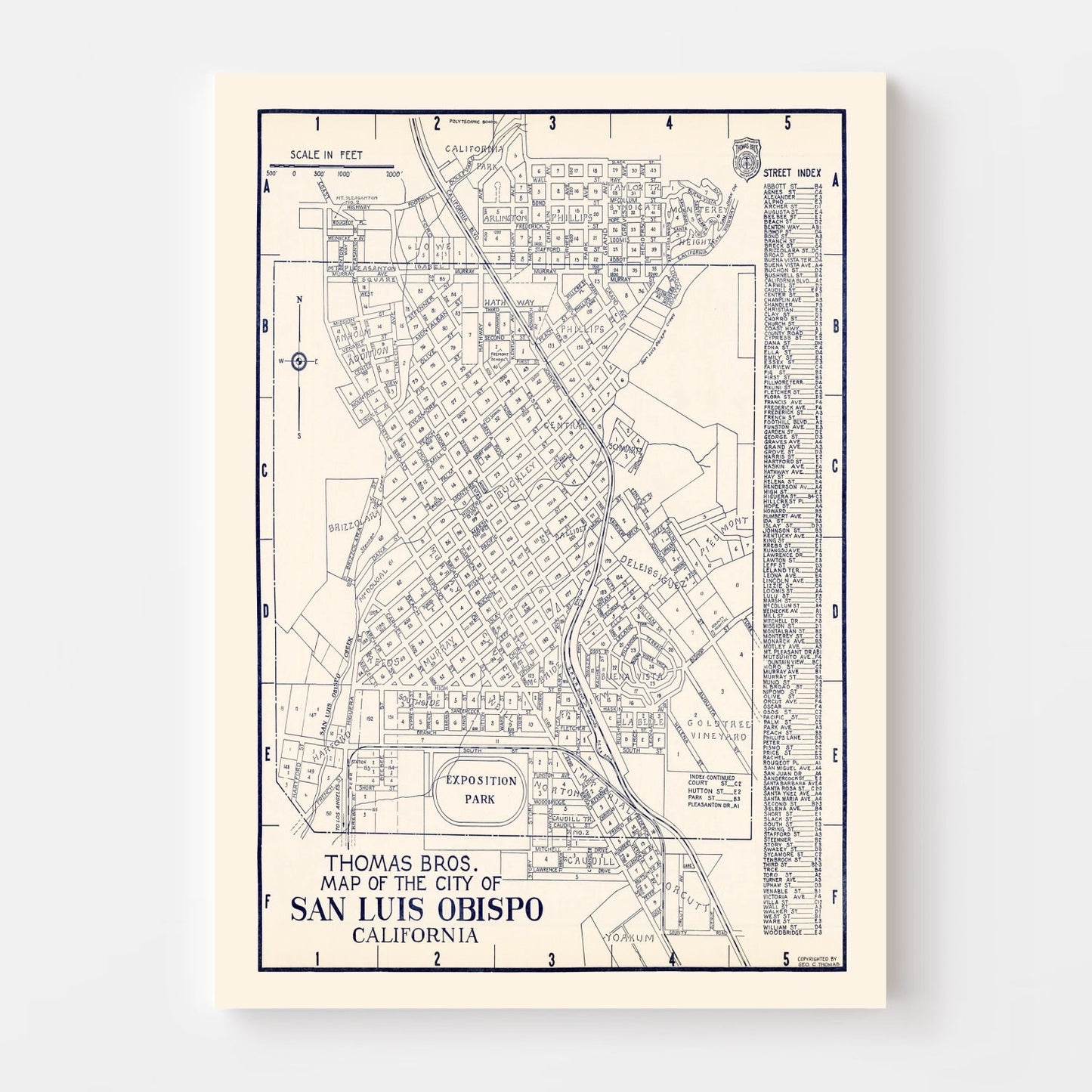 Vintage Map of San Luis Obispo, California, 1920 II