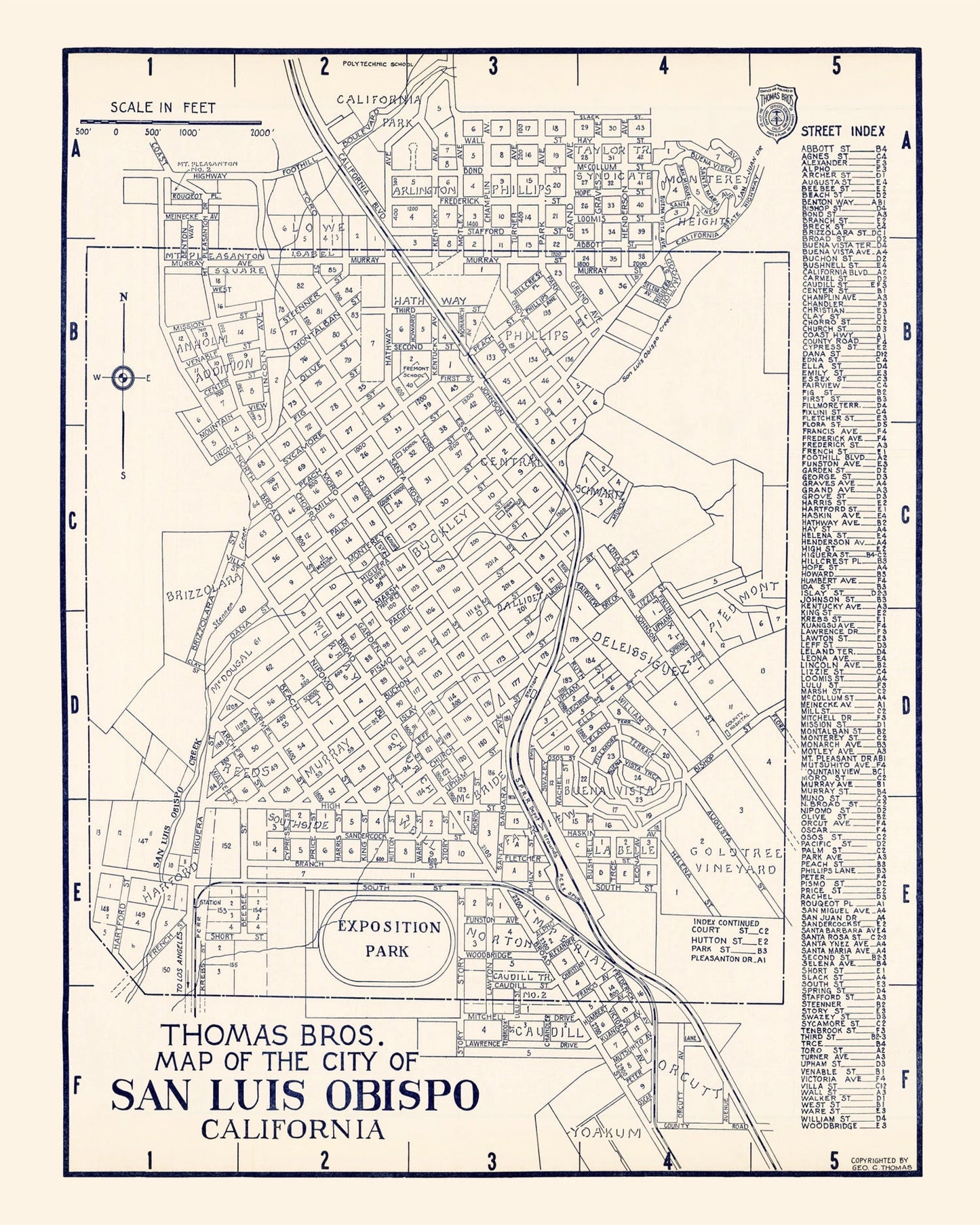 Vintage Map of San Luis Obispo, California, 1920 II
