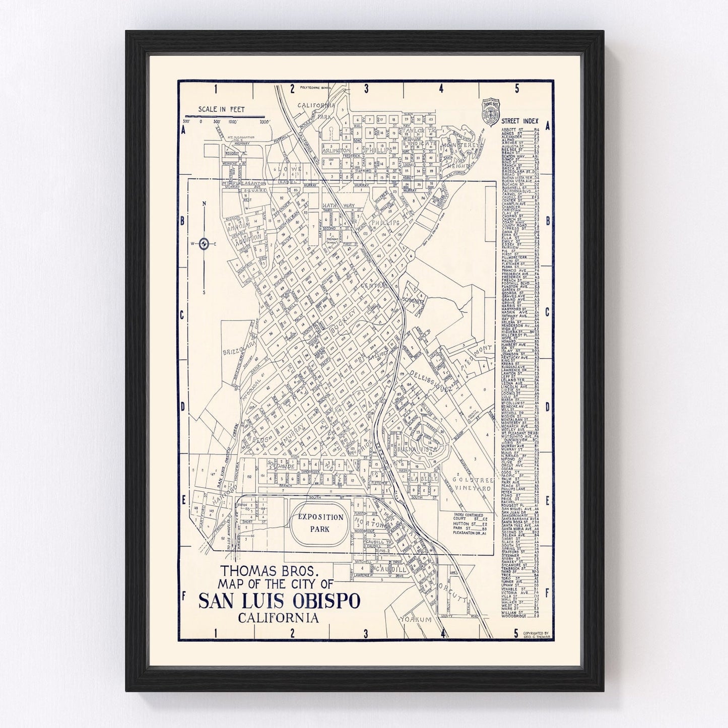 Vintage map of San Luis Obispo, California, 1920