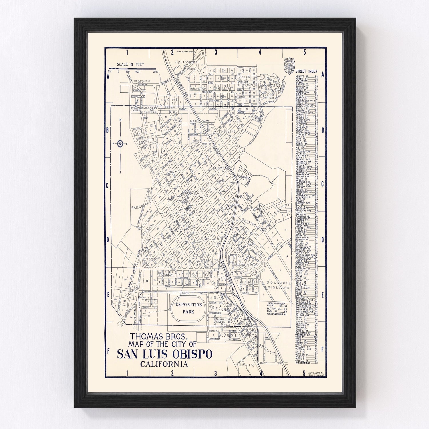 Vintage map of San Luis Obispo, California, 1920