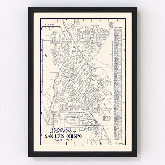 Vintage map of San Luis Obispo, California, 1920