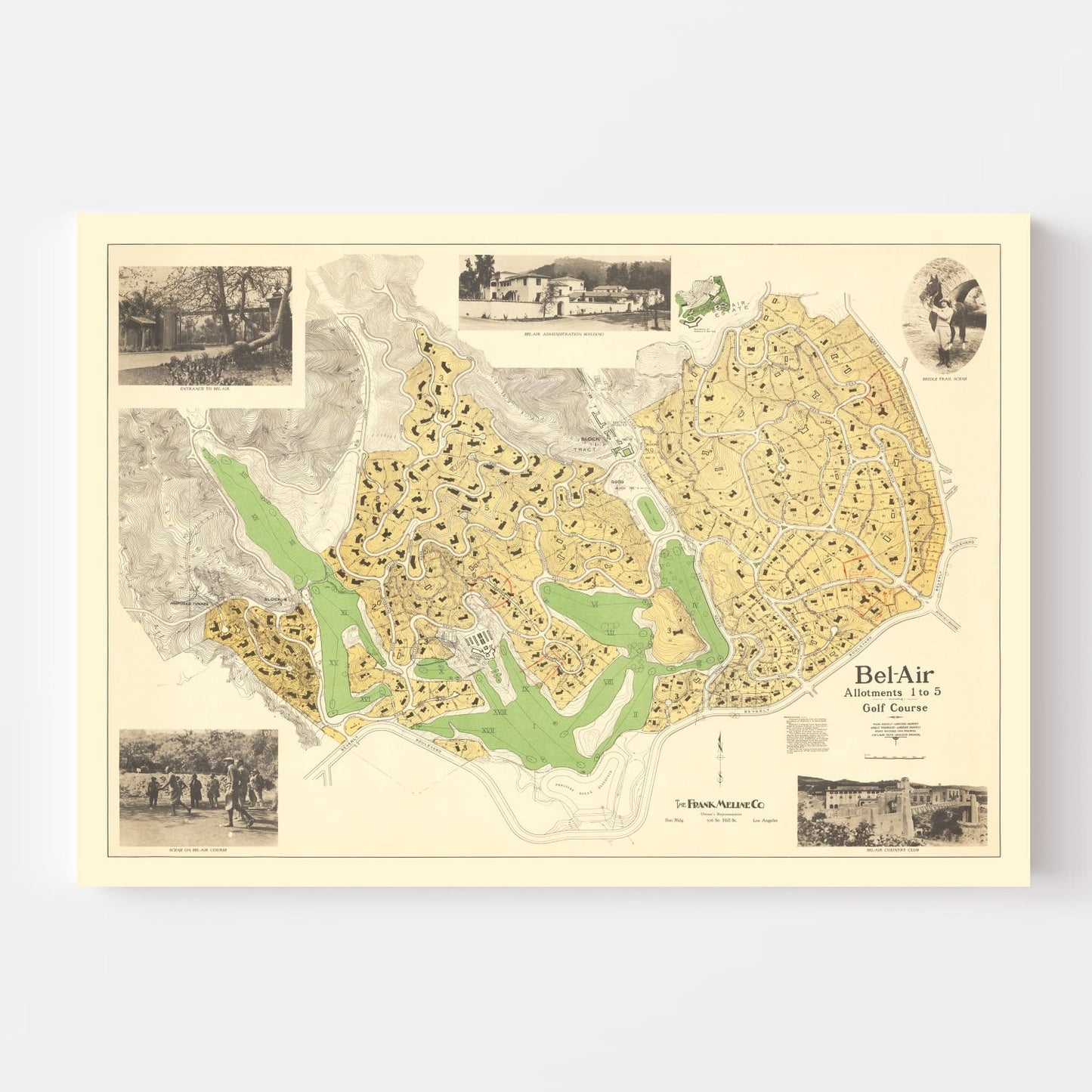 Vintage Map of Bel-Air, California, 1923