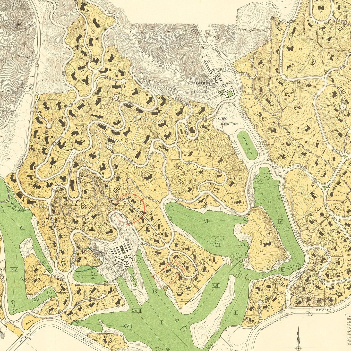 Vintage Map of Bel-Air, California, 1923