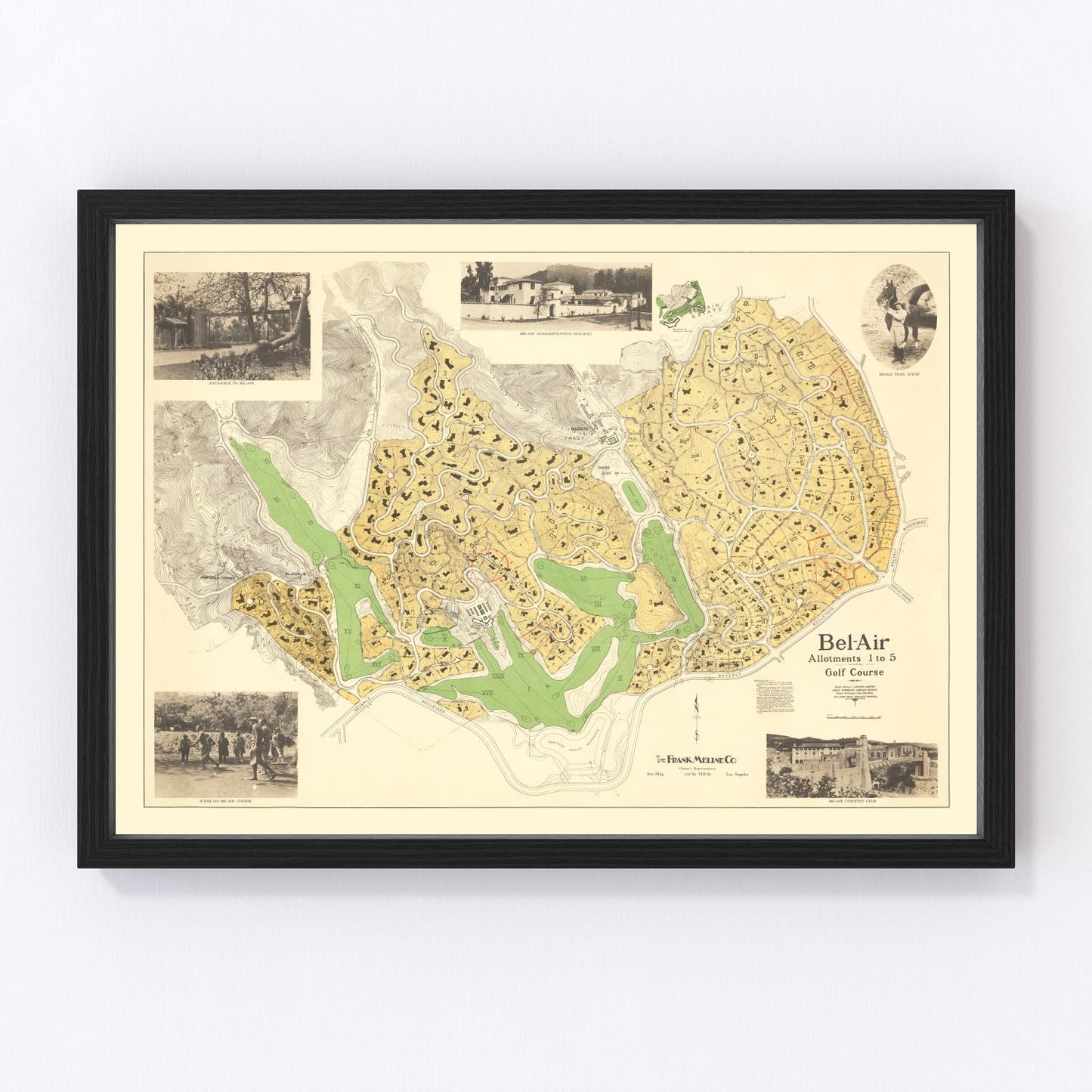 Vintage map of Bel-Air, California, 1923