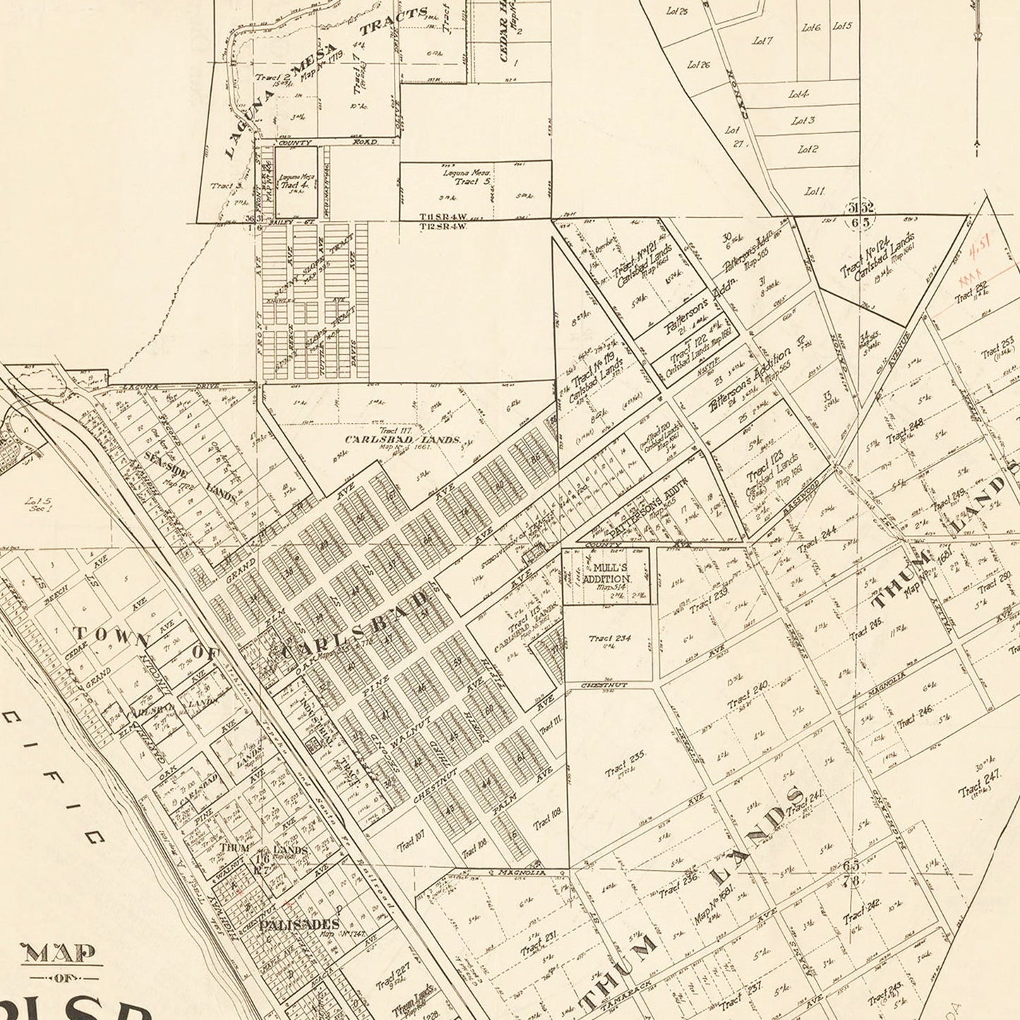 Vintage Map of Carlsbad, California, 1923
