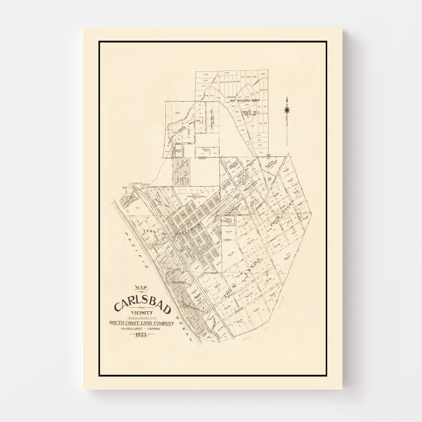 Vintage Map of Carlsbad, California, 1923