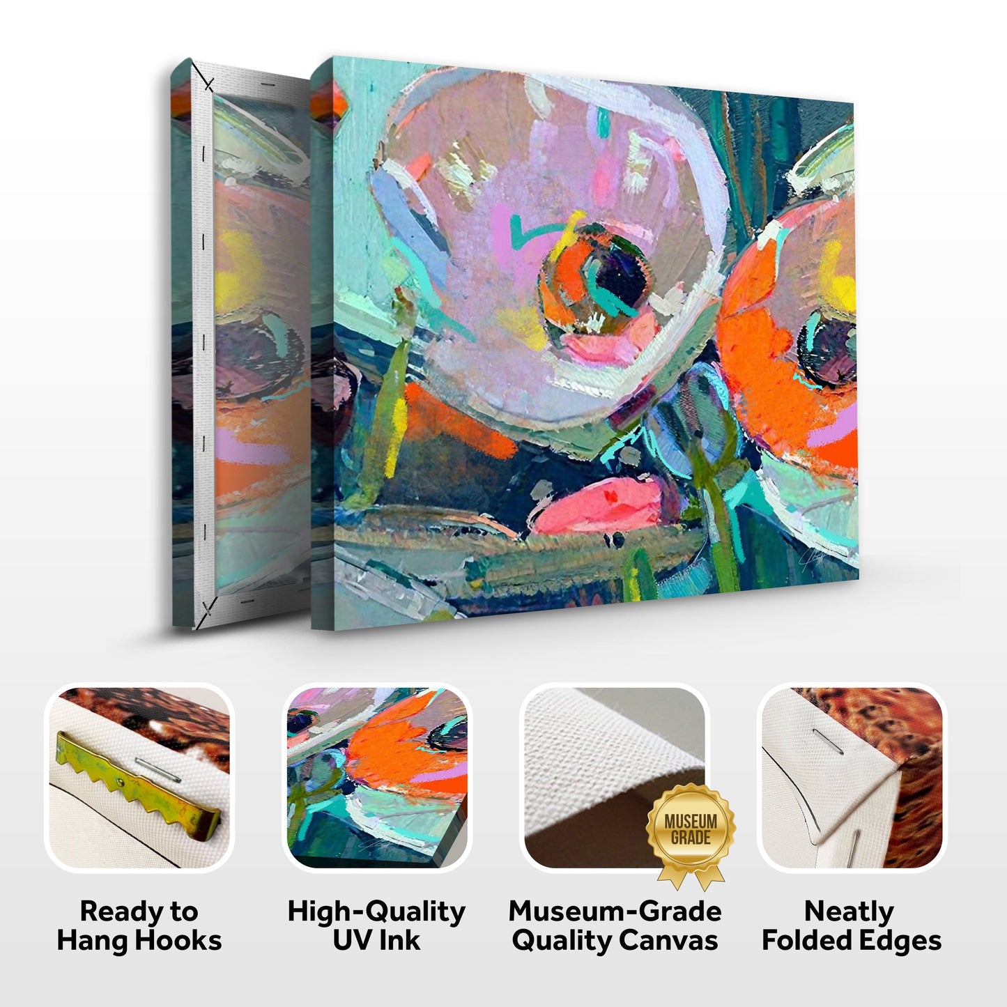 Chromatic Pulse Bold Floral Canvas Wall Art