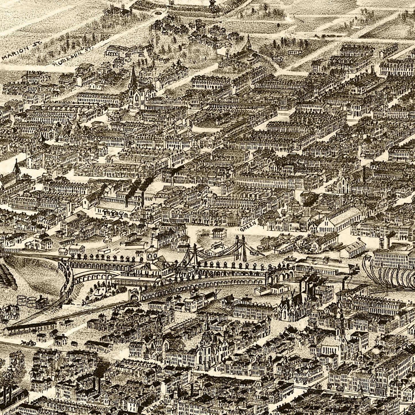 Vintage Map of Reading, Berks County, Pennsylvania, 1898