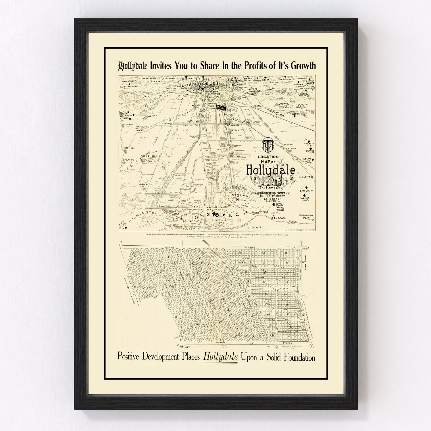 vintage map of Hollydale, California, 1923