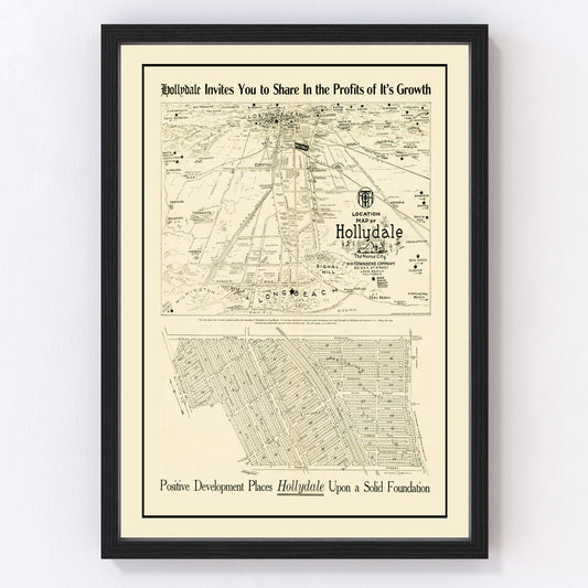 vintage map of Hollydale, California, 1923
