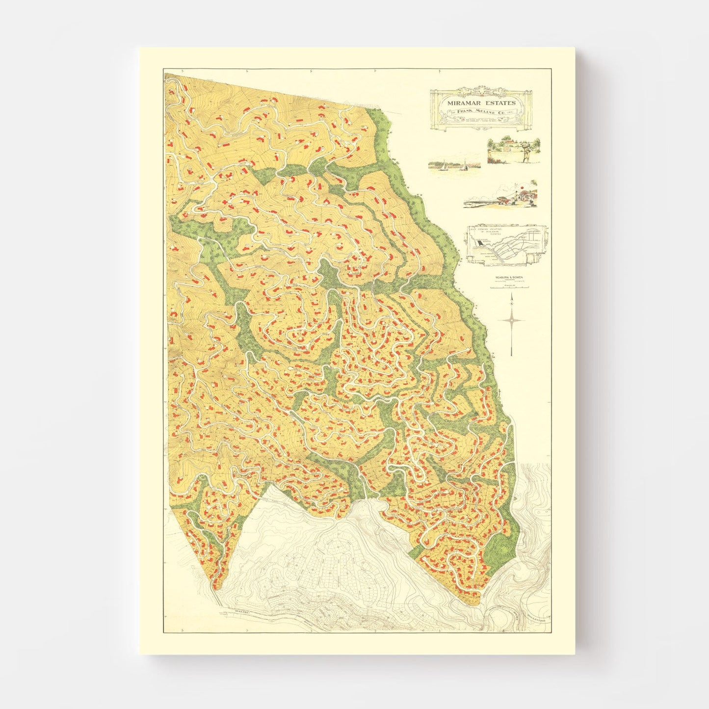 Vintage Map of Pacific Palisades, California, 1926