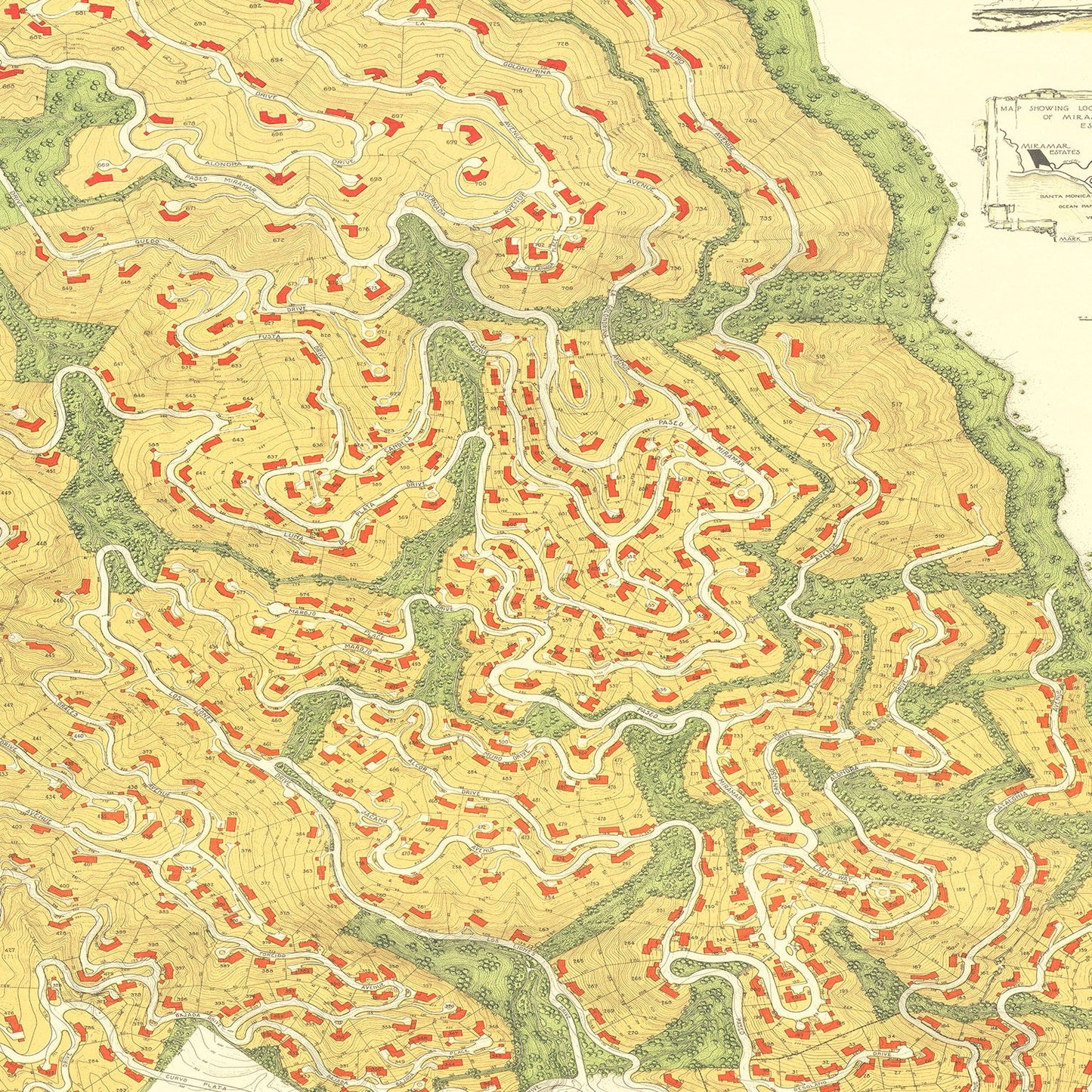 Vintage Map of Pacific Palisades, California, 1926