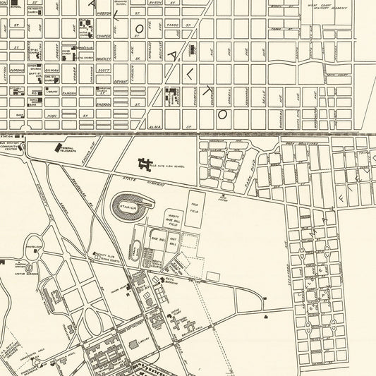Vintage Map of Stanford University, California, 1928