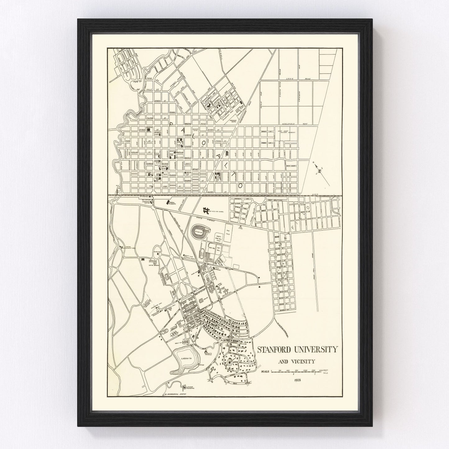 Vintage map of Stanford, California, 1928