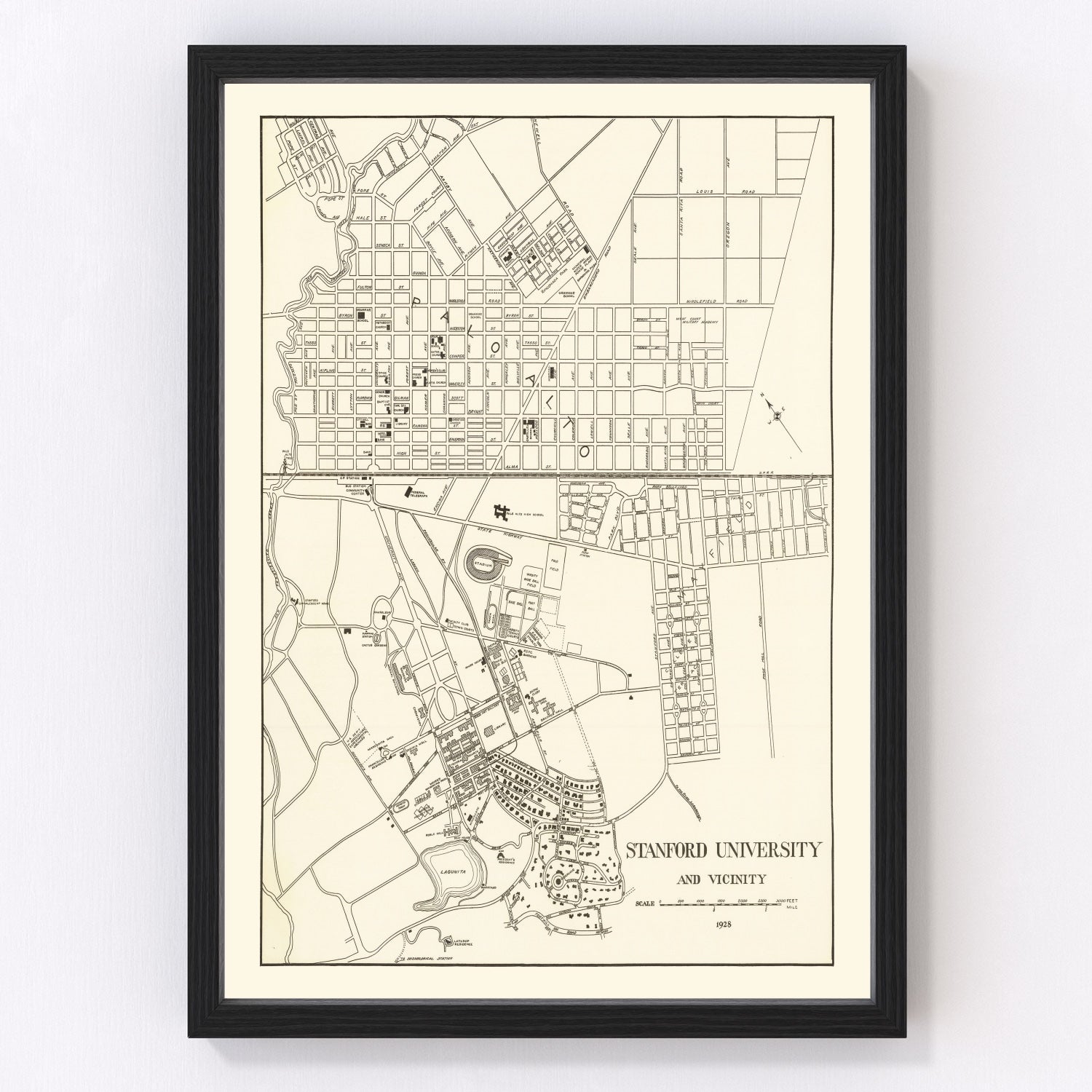 Vintage map of Stanford, California, 1928