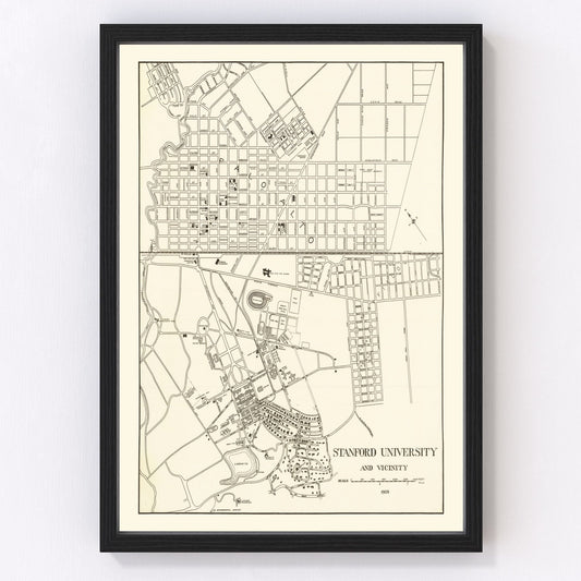 Vintage map of Stanford, California, 1928