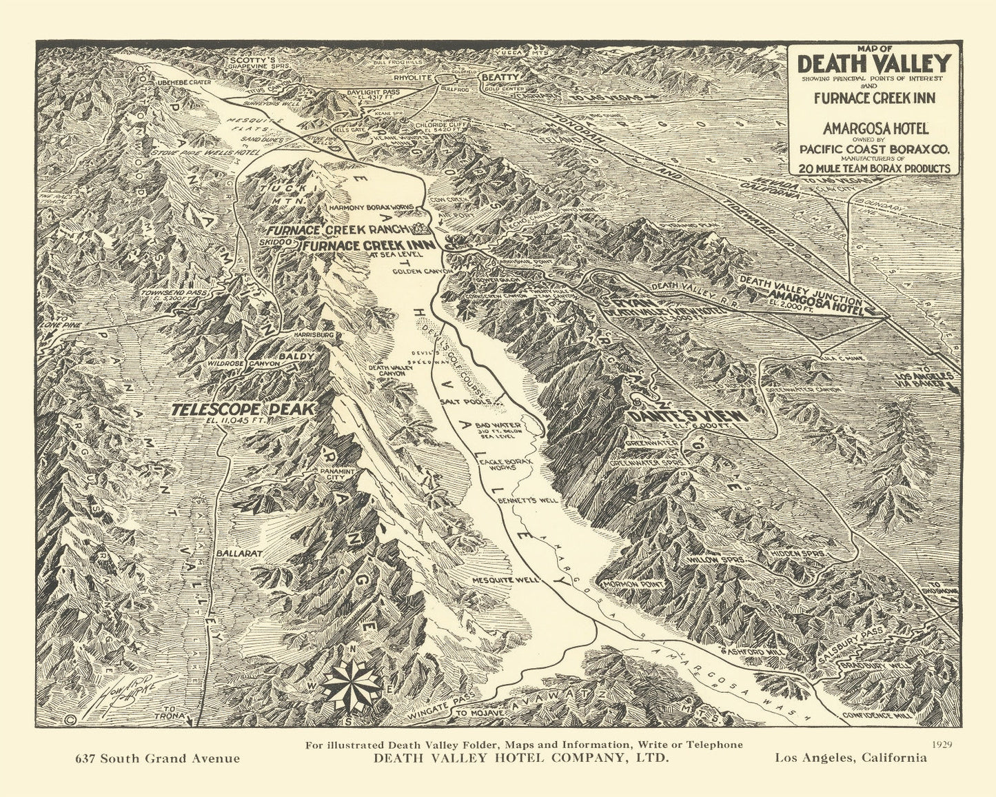 Vintage Map of Death Valley 1929